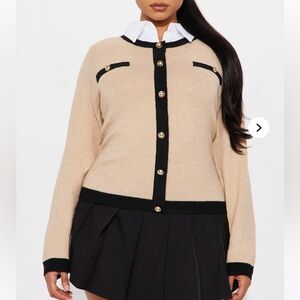 Golden Era Button Front Collared Cardigan - Tan